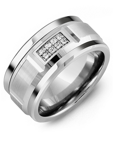 MKS110TW-8R Men's Tungsten & White Gold Wedding Ring